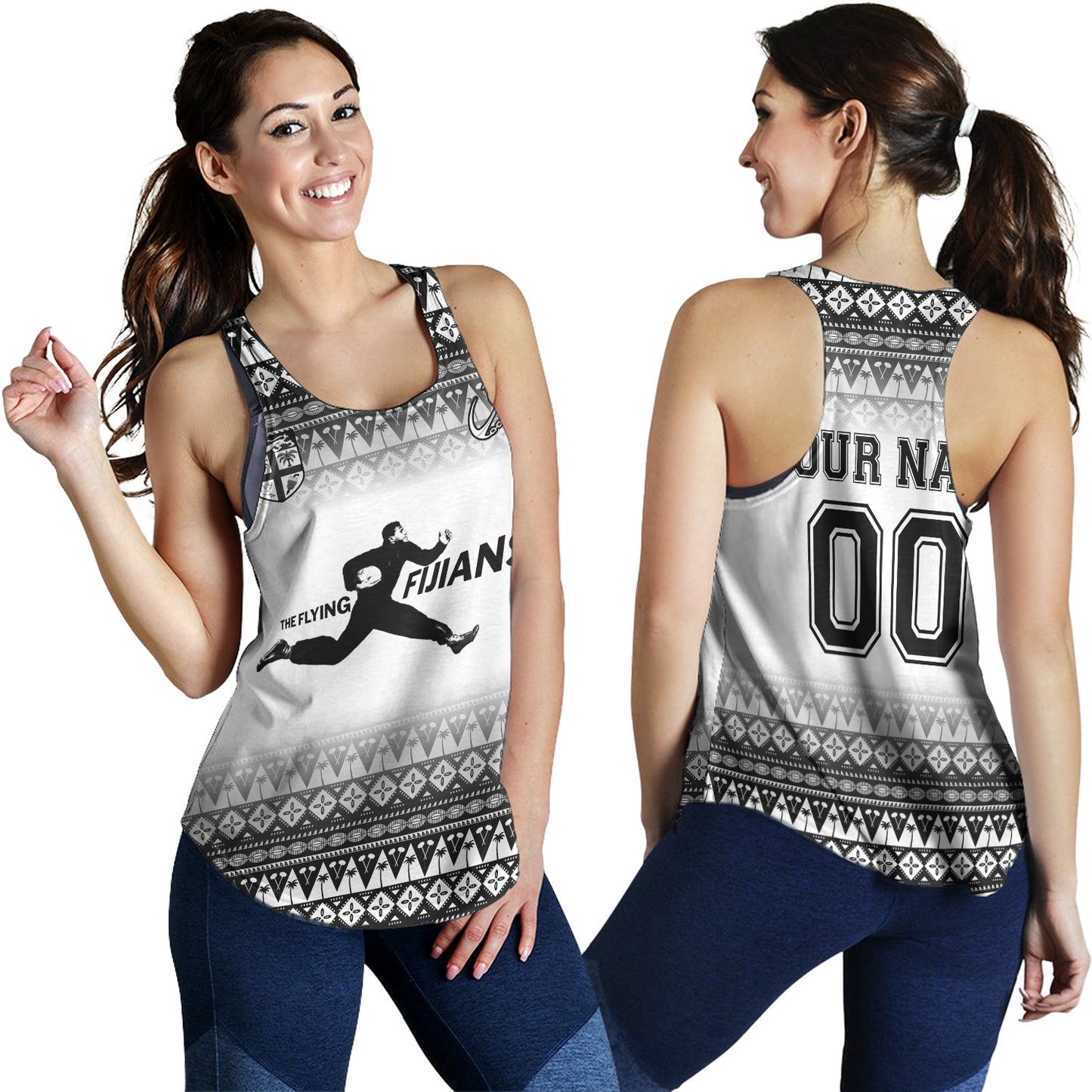 Fiji Women Tank Vintage Flying Fijians Rugby Tribal Pattern 2023
