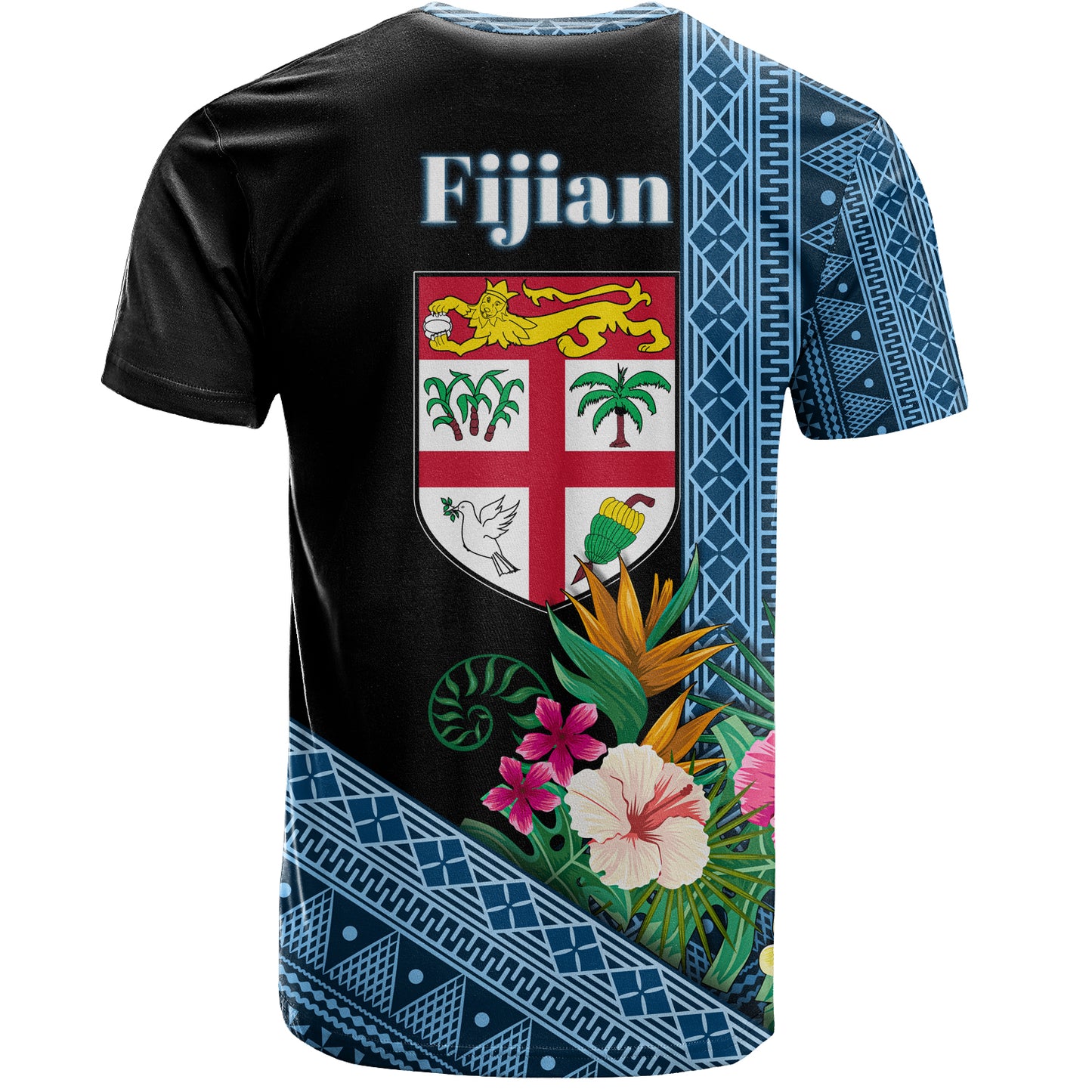 Fiji T-Shirt Polynesia Pattern With Tropical Flower