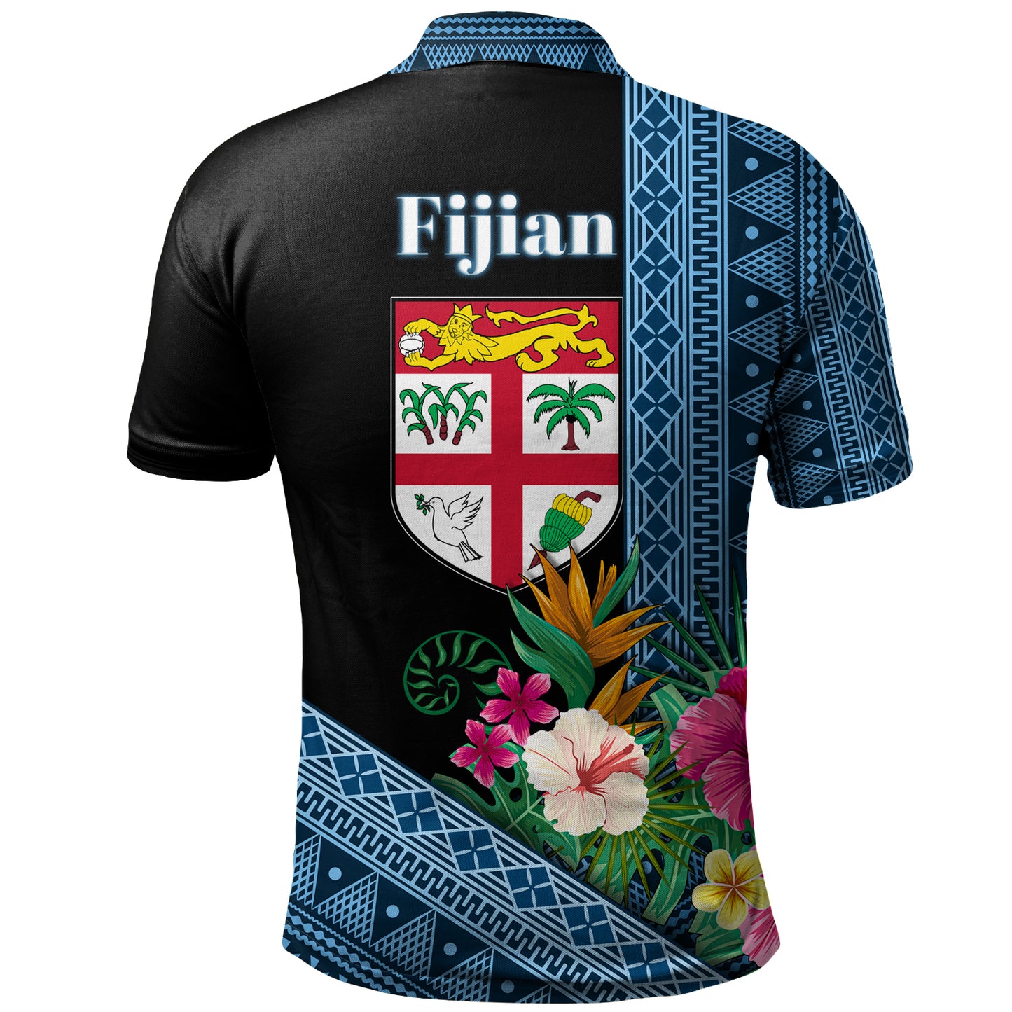 Fiji Polo Shirt Polynesia Pattern With Tropical Flower