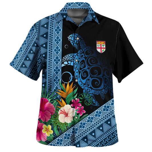 Fiji Custom Personalised Hawaiian Shirt Fijian Traditional Patterns Hibiscus Flowers