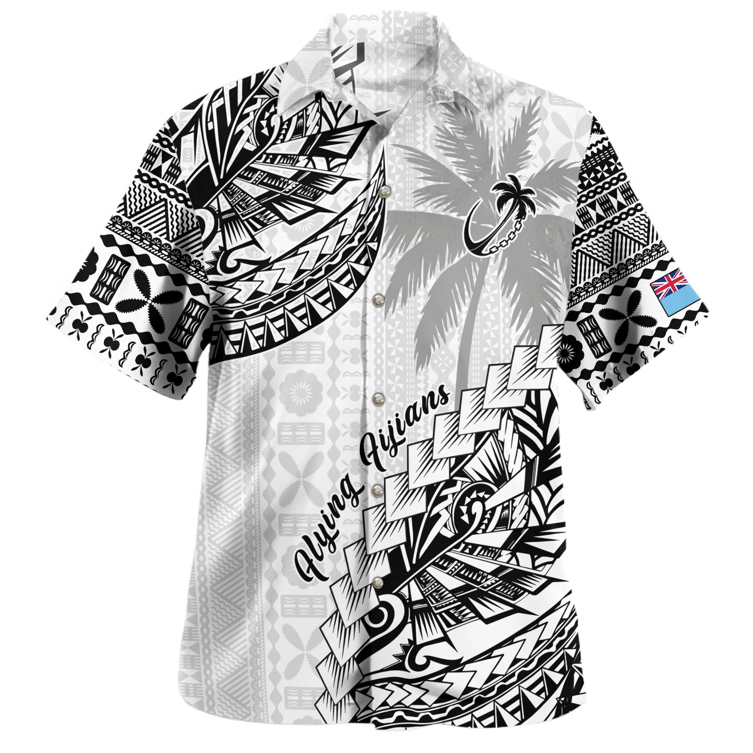 Fiji Hawaiian Shirt Rugby Ball Tapa Patterns