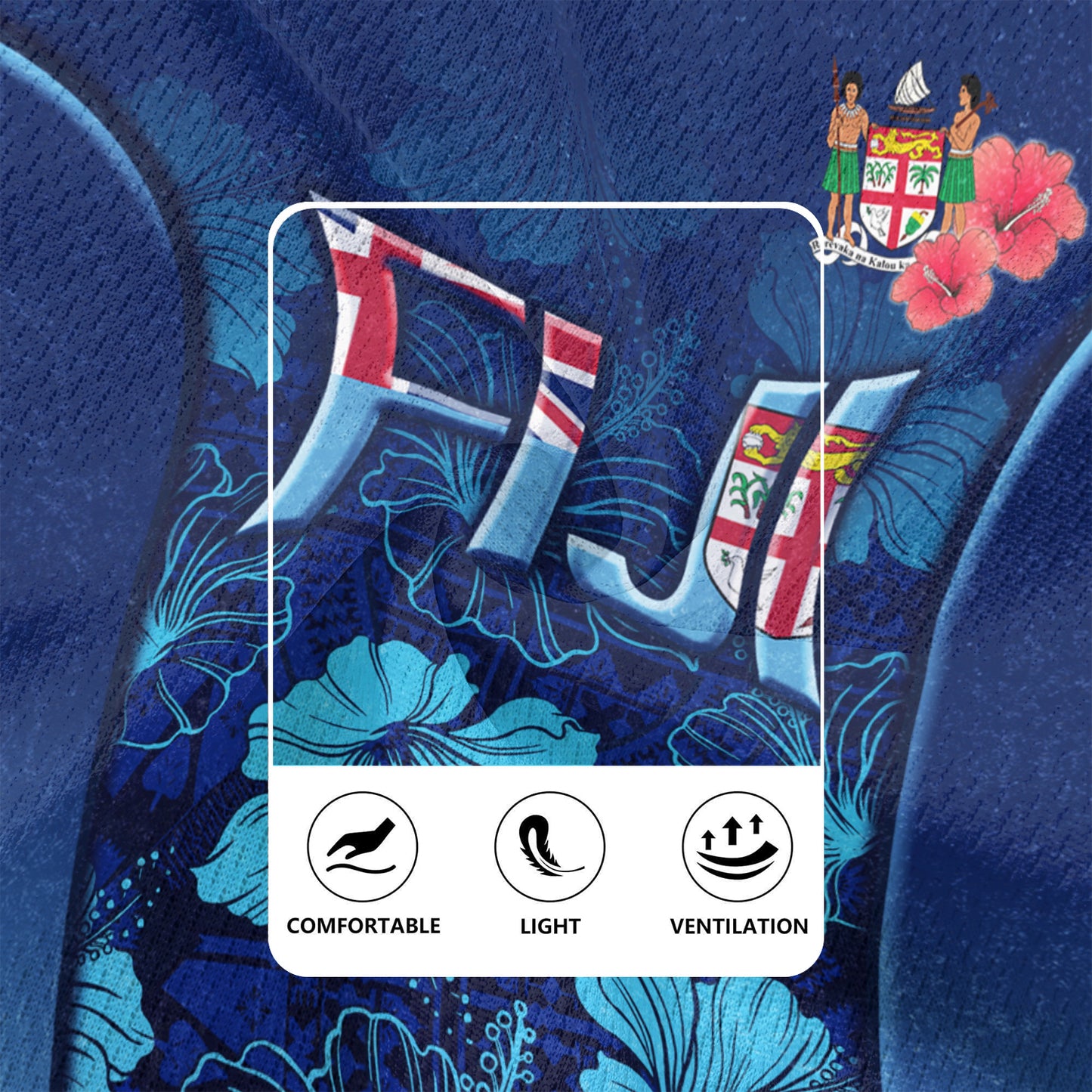 Fiji Traditional Patterns Hibiscus Flowers Men's All Over Printing Rugby Jersey