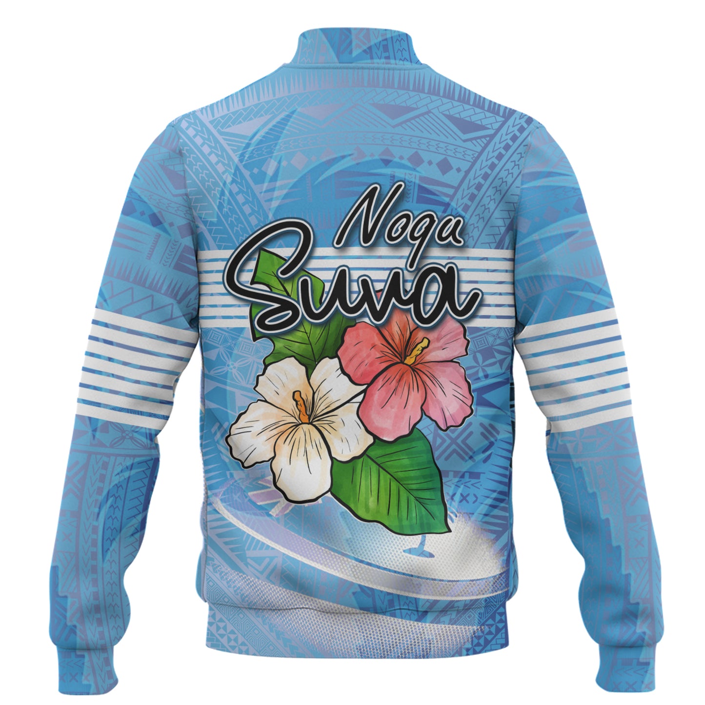 Fiji Baseball Jacket Noqu Suva Palm Tree Traditional Patterns