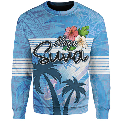 Fiji Sweatshirt Noqu Suva Palm Tree Traditional Patterns