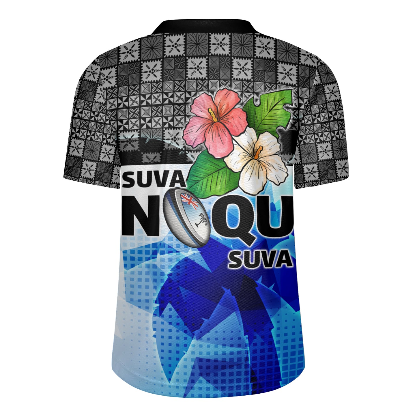 Fiji Suva Noqu Suva Hibiscus Flowers Fijian Patterns Men's All Over Printing Rugby Jersey