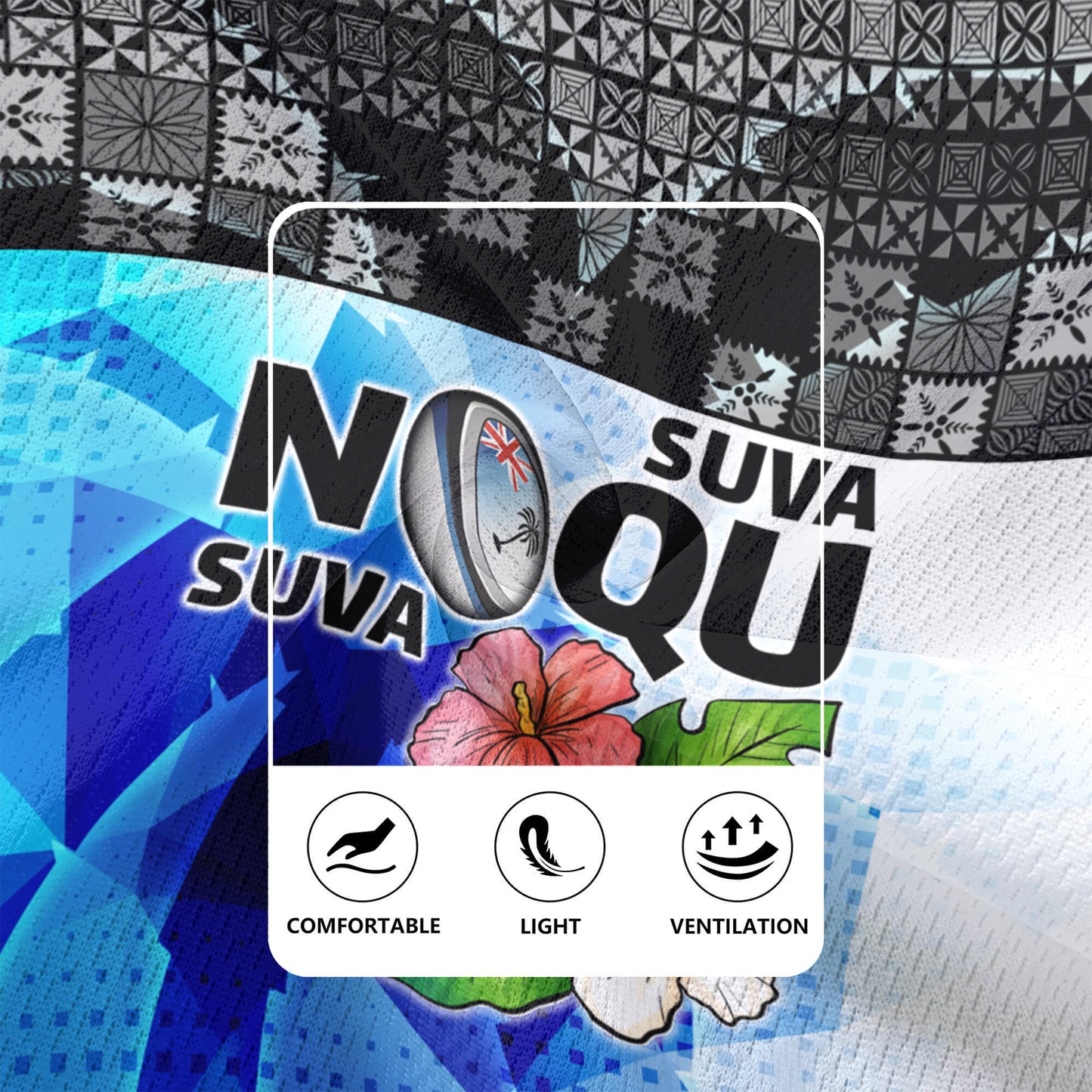 Fiji Suva Noqu Suva Hibiscus Flowers Fijian Patterns Men's All Over Printing Rugby Jersey