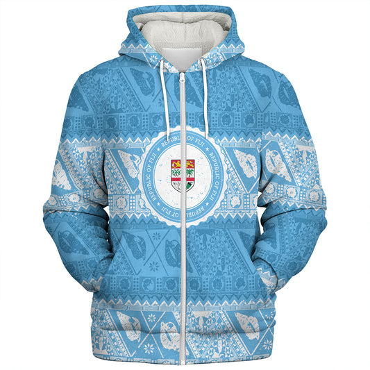 Fiji Sherpa Hoodie Tribal Pattern Vintage Style