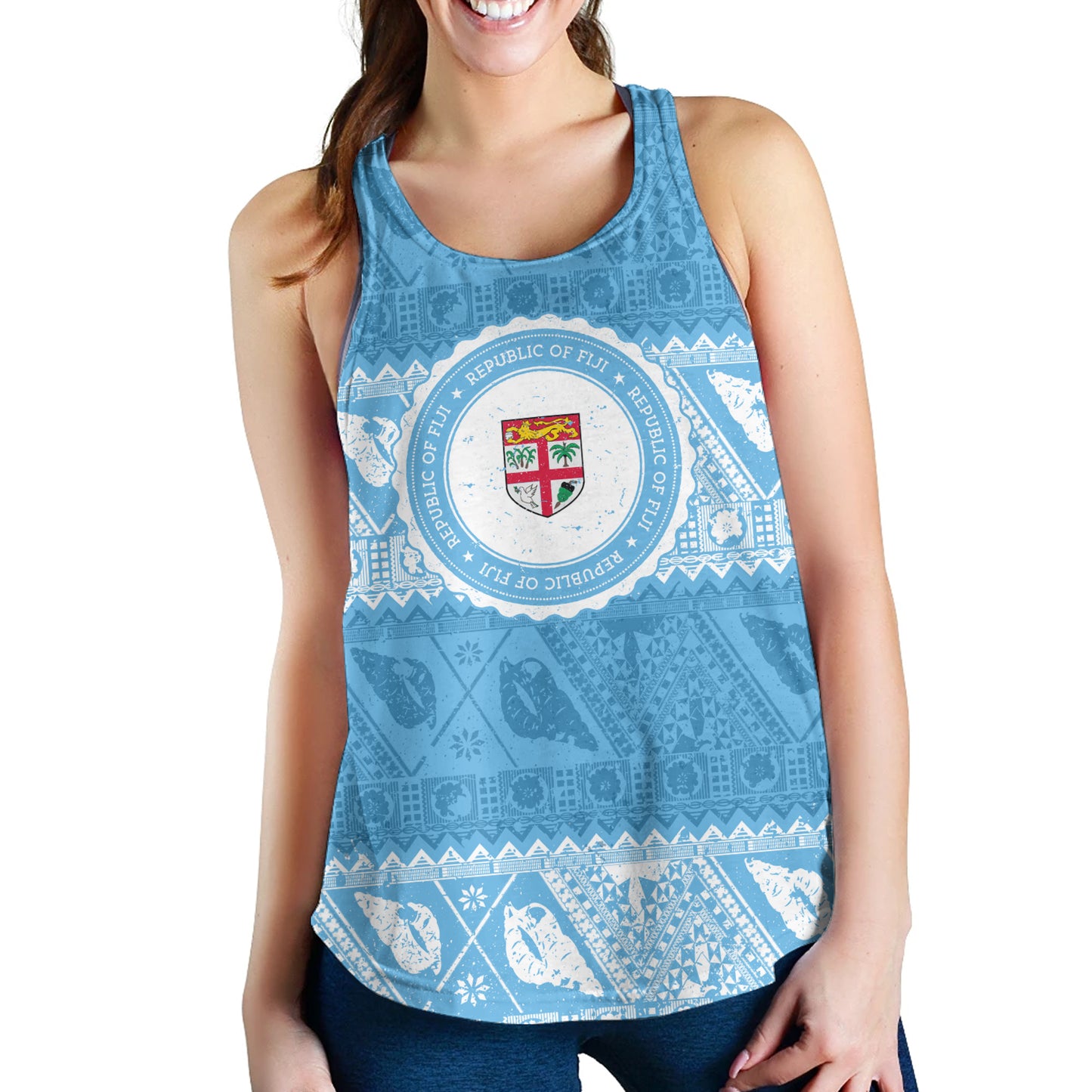 Fiji Women Tank Tribal Pattern Vintage Style