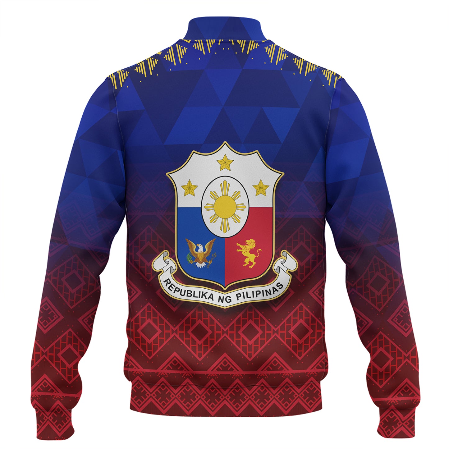 Philippines Filipinos Baseball Jacket Lowpolly Pattern with Tribal Motif