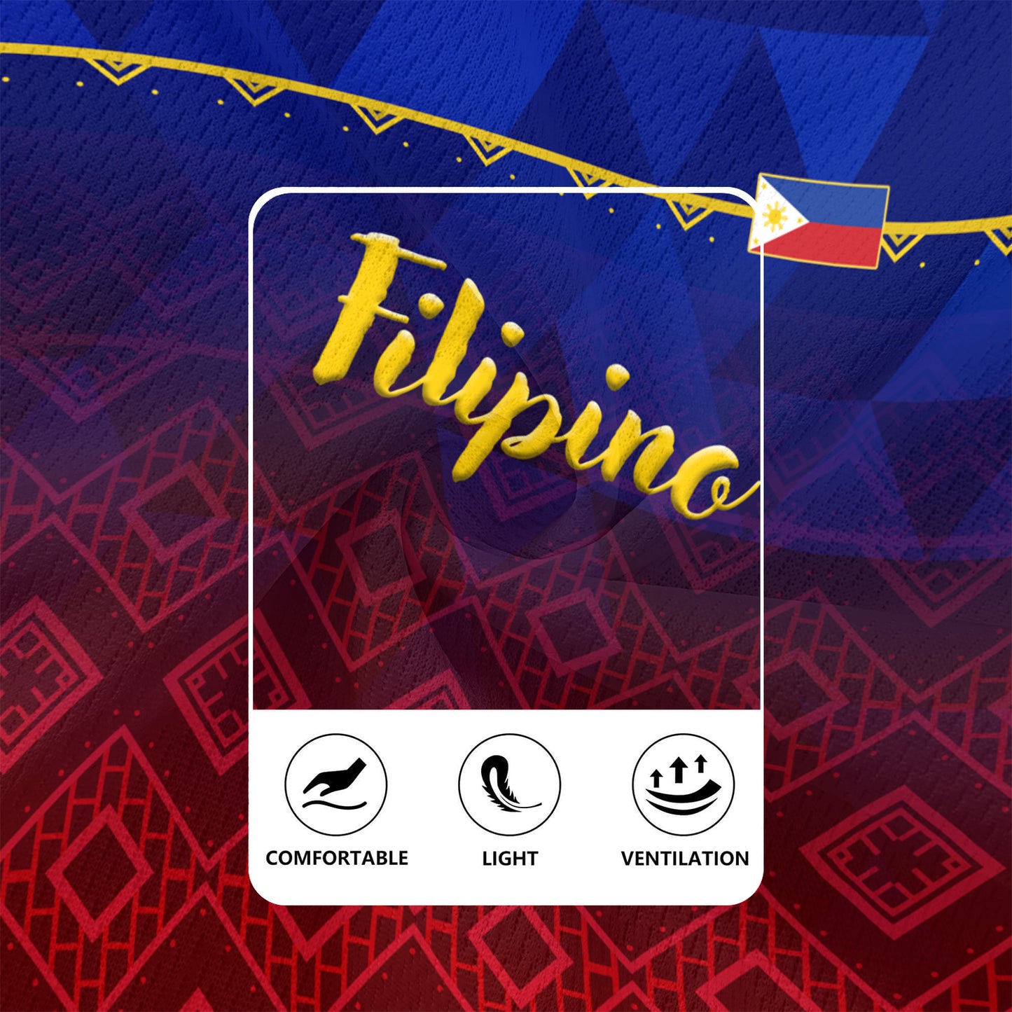 Philippines Filipinos Rugby Jersey Lowpolly Pattern with Polynesian Motif