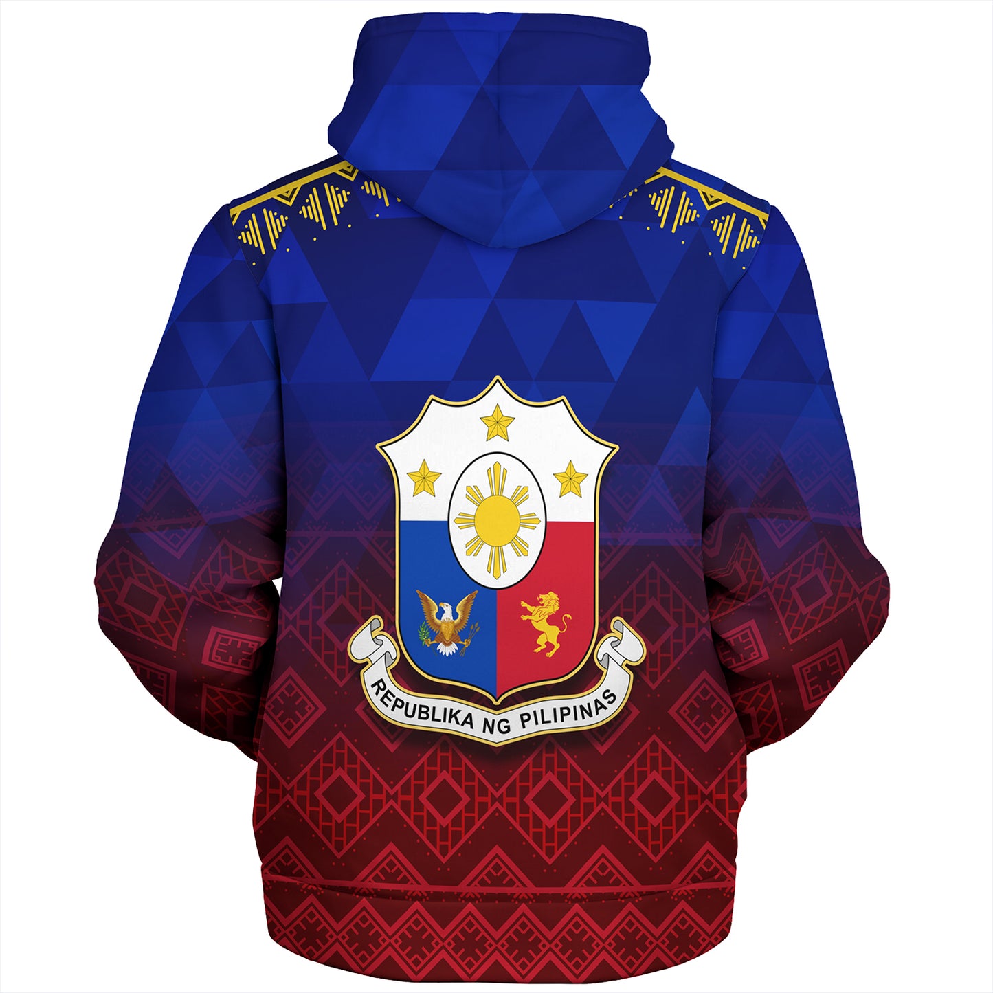 Philippines Filipinos Sherpa Hoodie Lowpolly Pattern with Tribal Motif