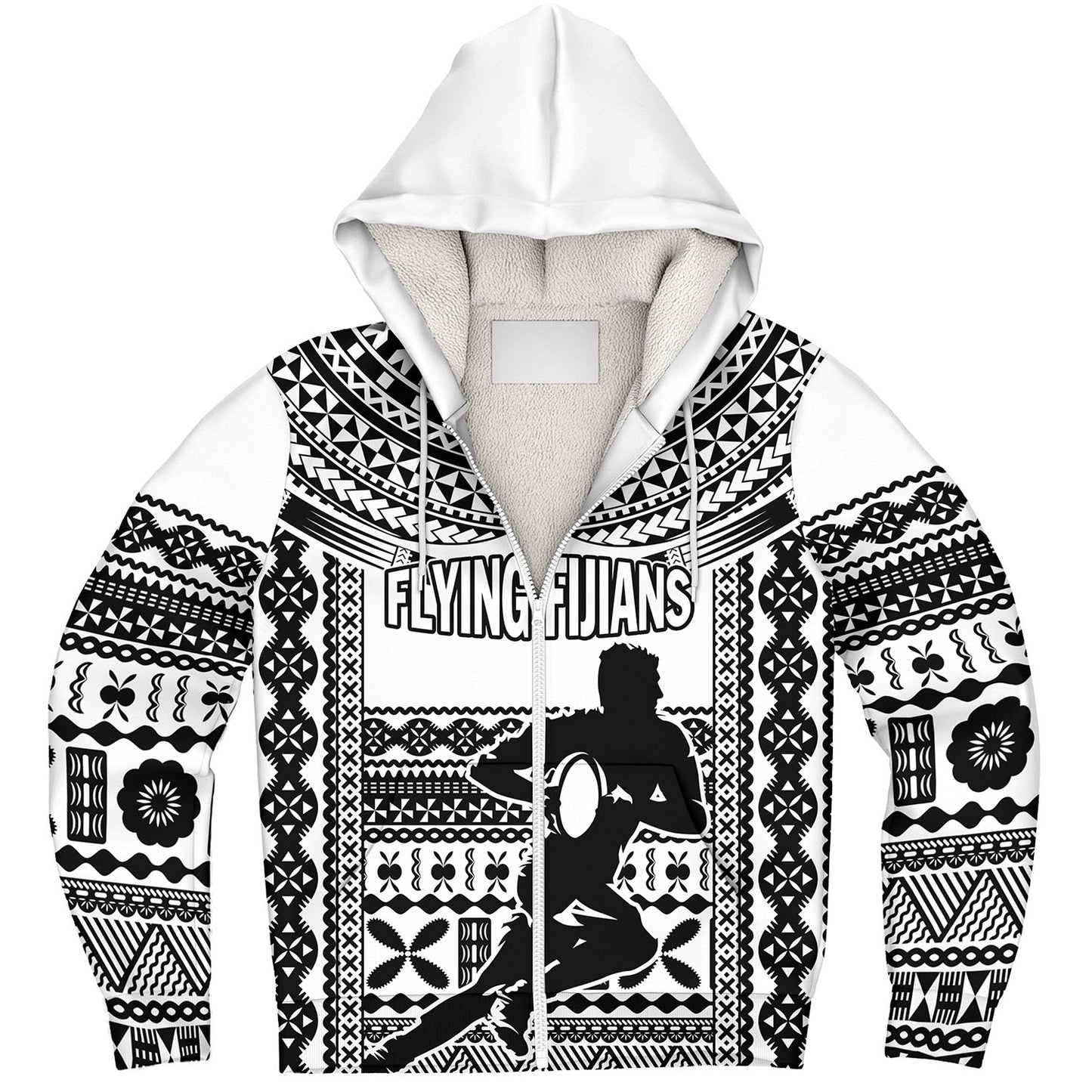 Fiji Sherpa Hoodie Flying Fijians Rugby Tribal Pattern 2023