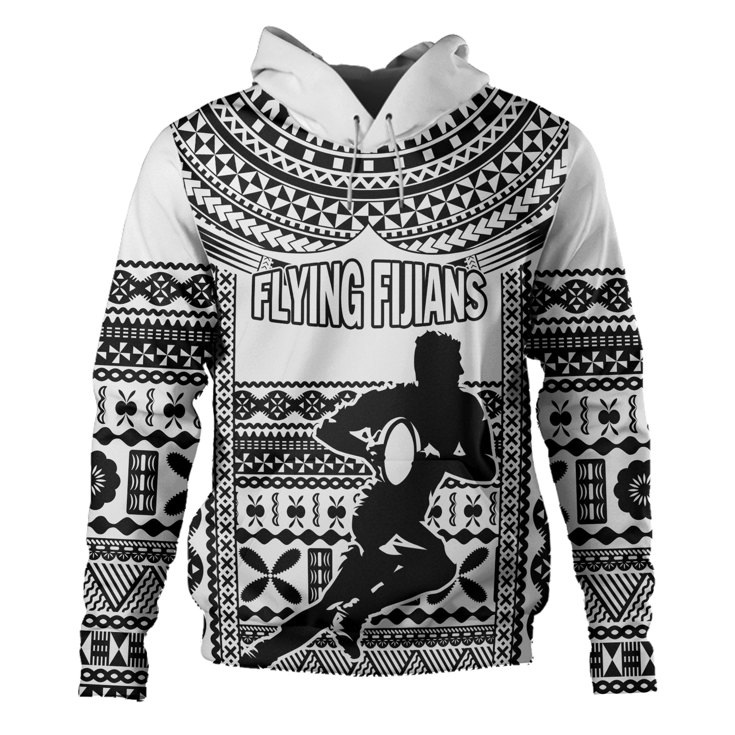 Fiji Hoodie Flying Fijians Rugby Tribal Pattern 2023