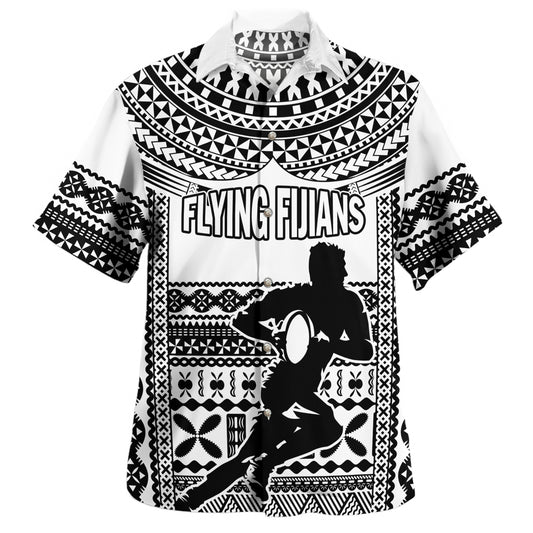 Fiji Hawaiian Shirt Flying Fijians Rugby Tribal Pattern With Shield 2023