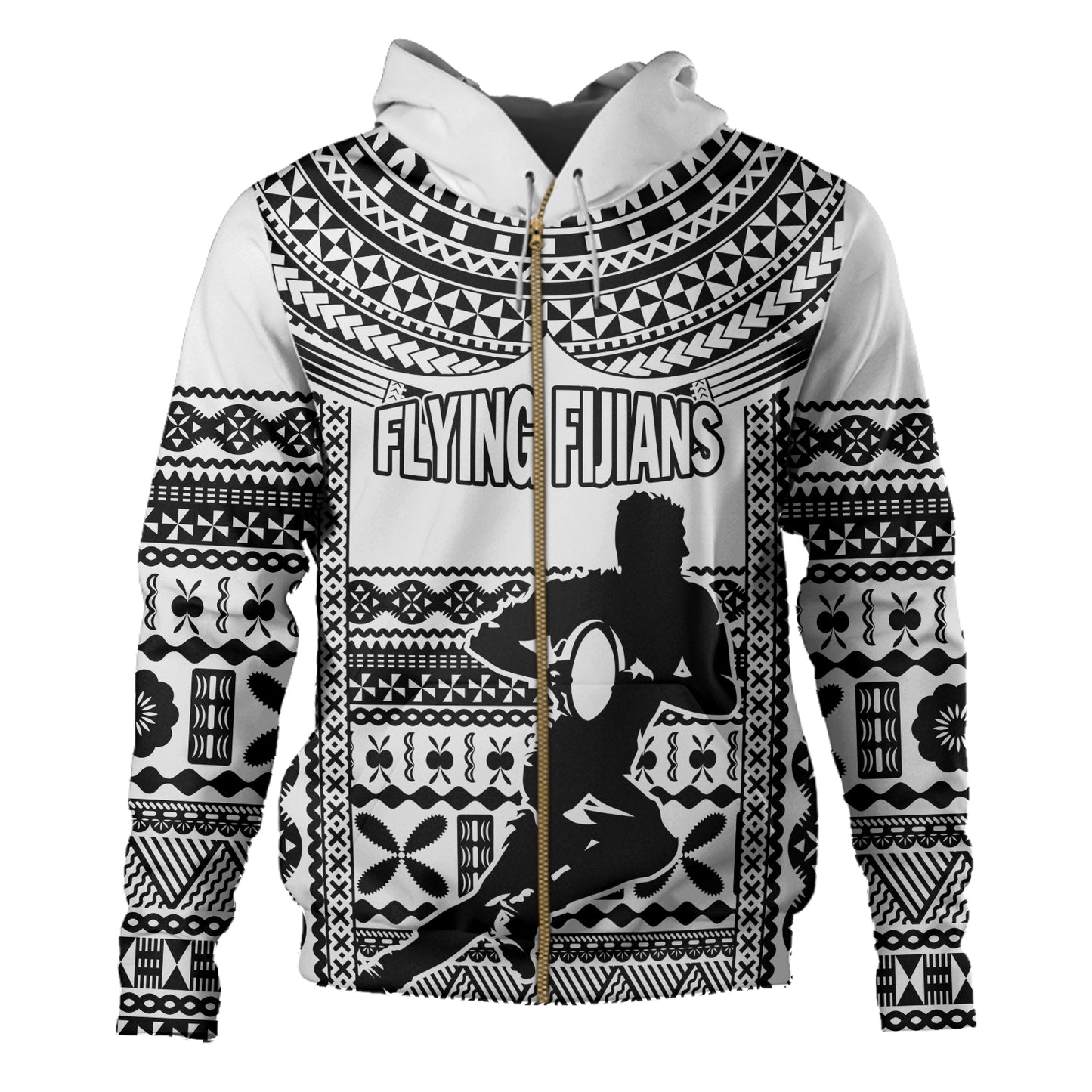 Fiji Hoodie Flying Fijians Rugby Tribal Pattern 2023