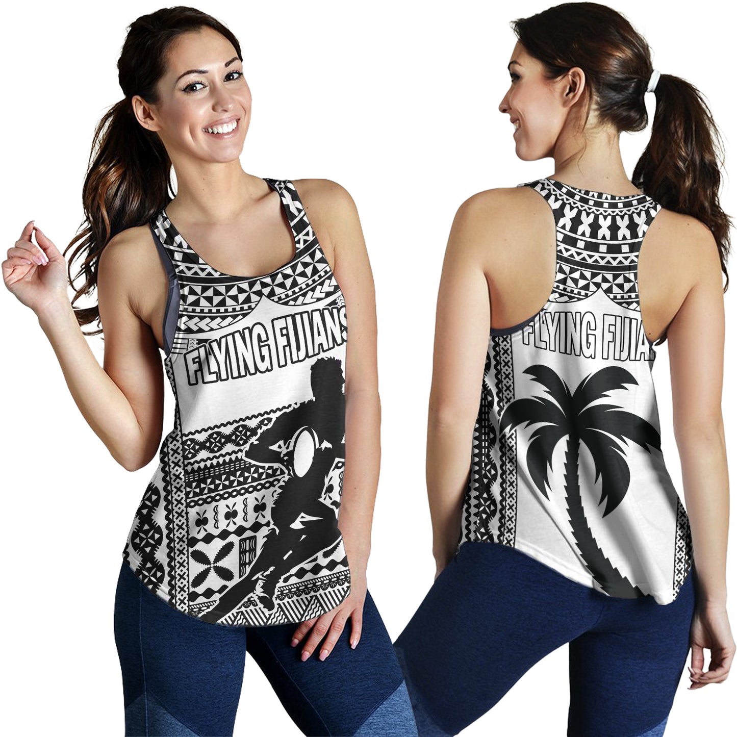 Fiji Women Tank Flying Fijians Rugby Tribal Pattern 2023