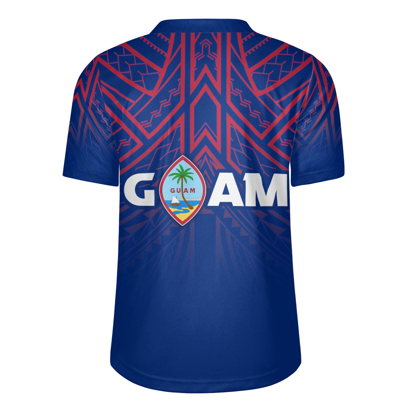 Guam Flag Color With Traditional Patterns Men's All Over Printing Rugby Jersey