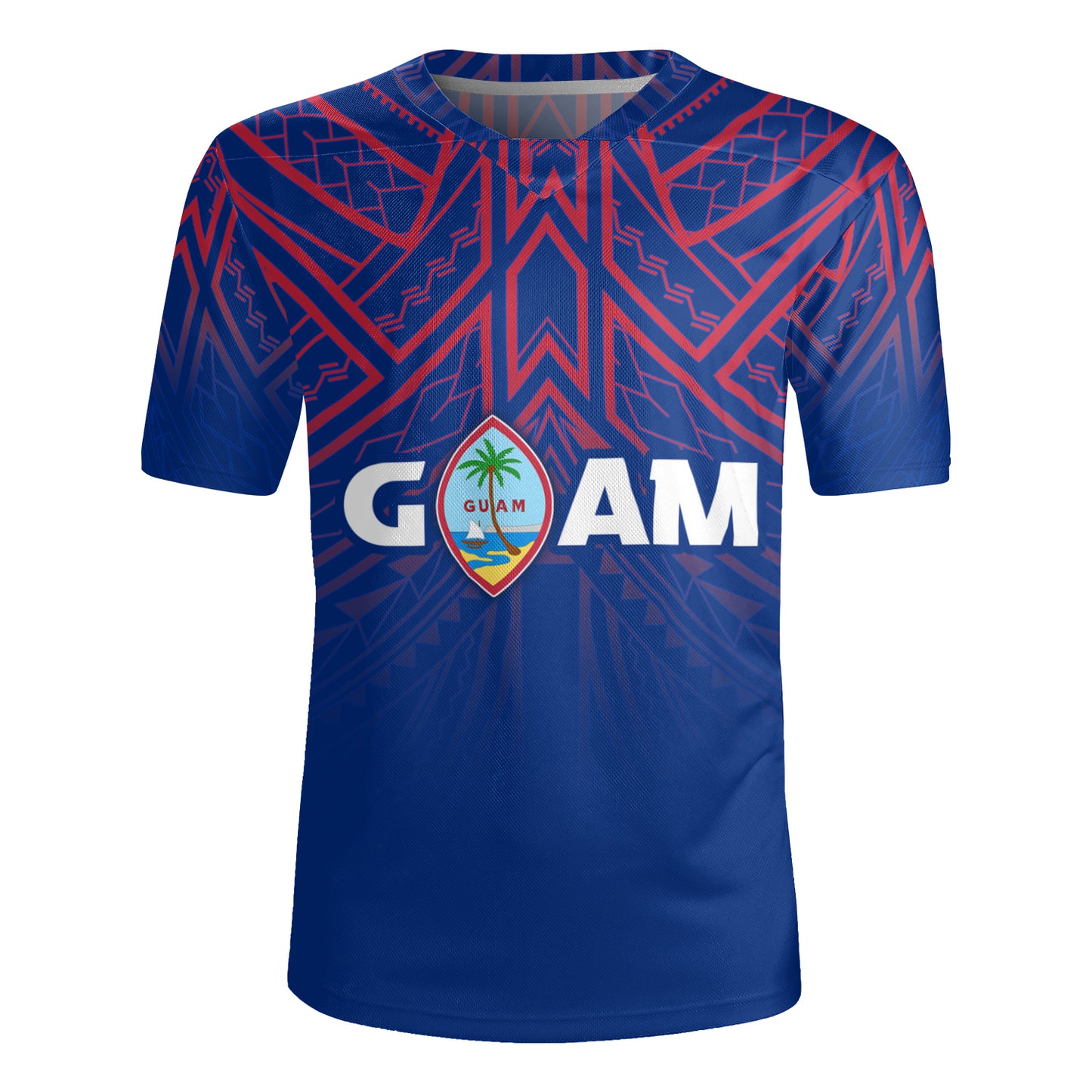 Guam Flag Color With Traditional Patterns Men's All Over Printing Rugby Jersey