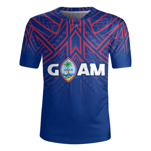 Guam Flag Color With Traditional Patterns Men's All Over Printing Rugby Jersey