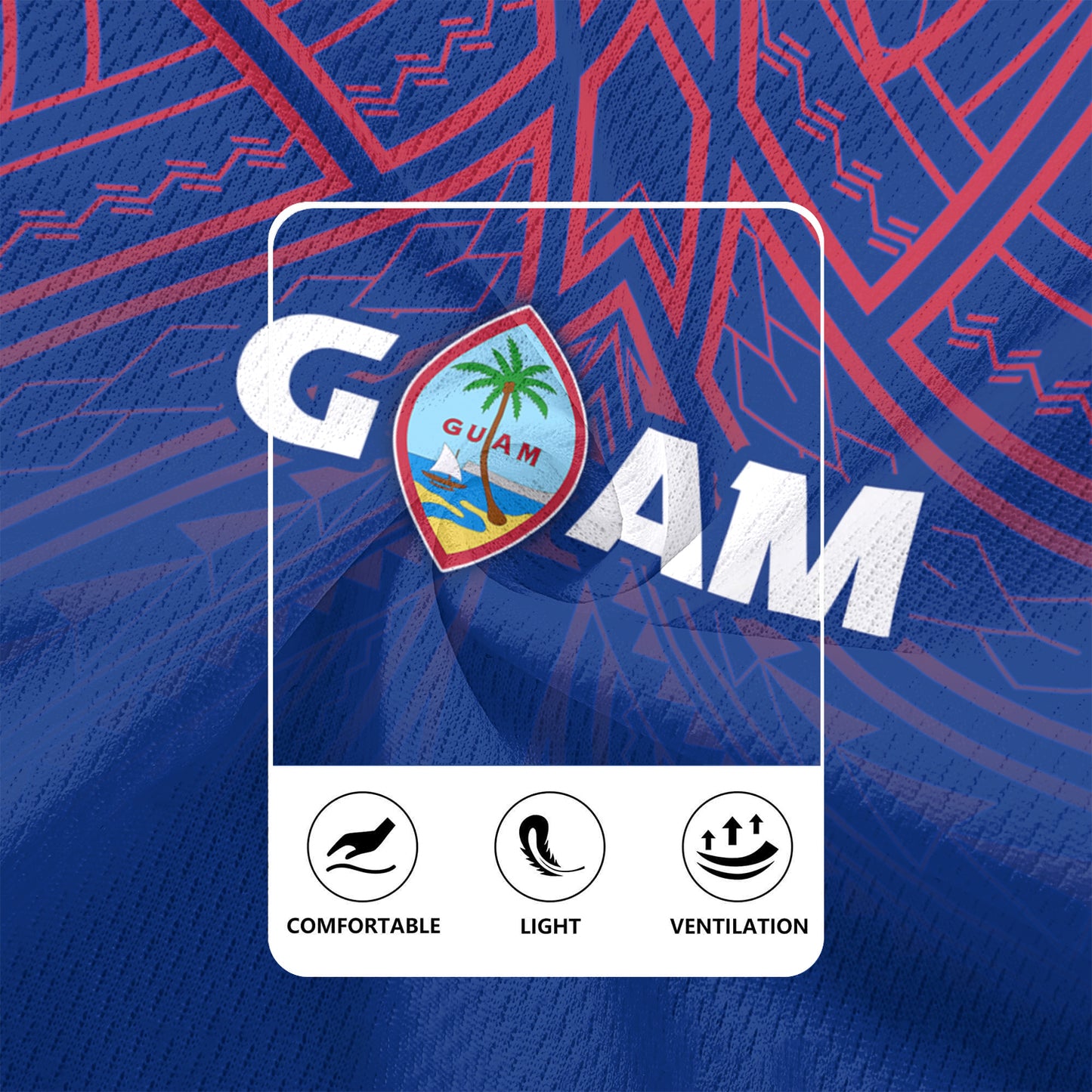 Guam Flag Color With Traditional Patterns Men's All Over Printing Rugby Jersey