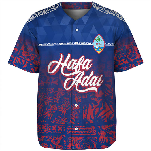 Guam Baseball Shirt Guam Hafa Adai Tropical Pattern