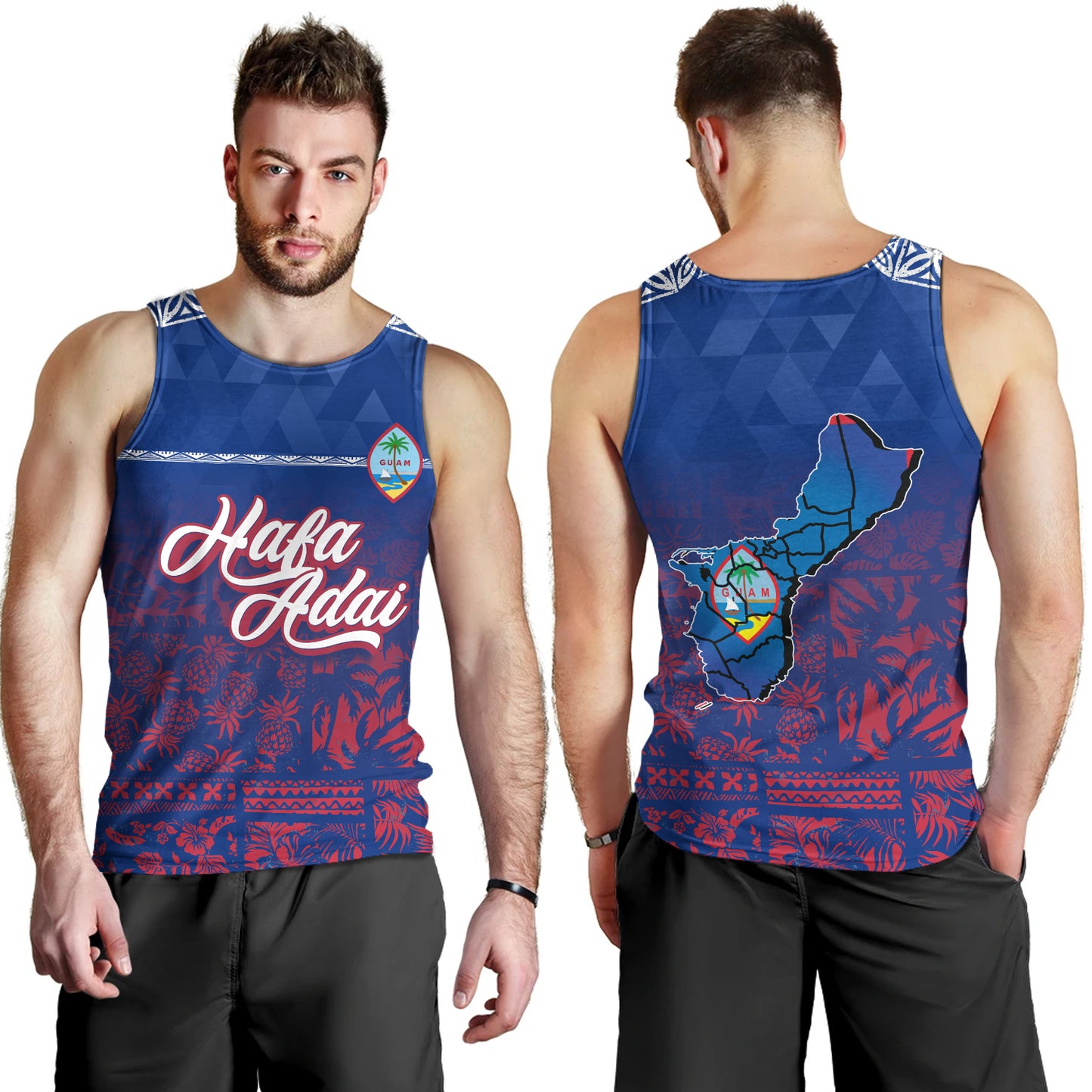 Guam Tank Top Guam Hafa Adai Tropical Pattern