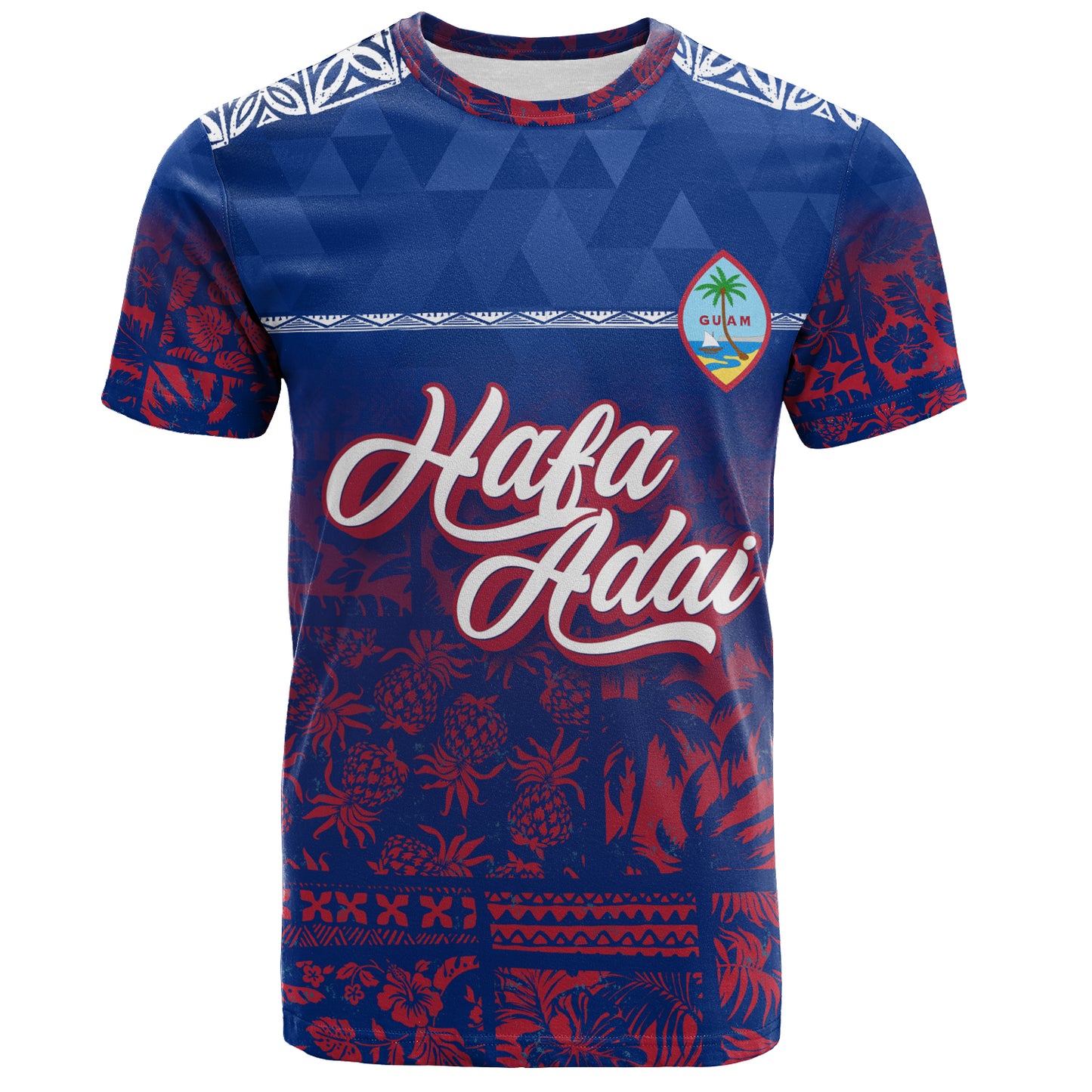 Guam T-Shirt Guam Hafa Adai Tropical Pattern