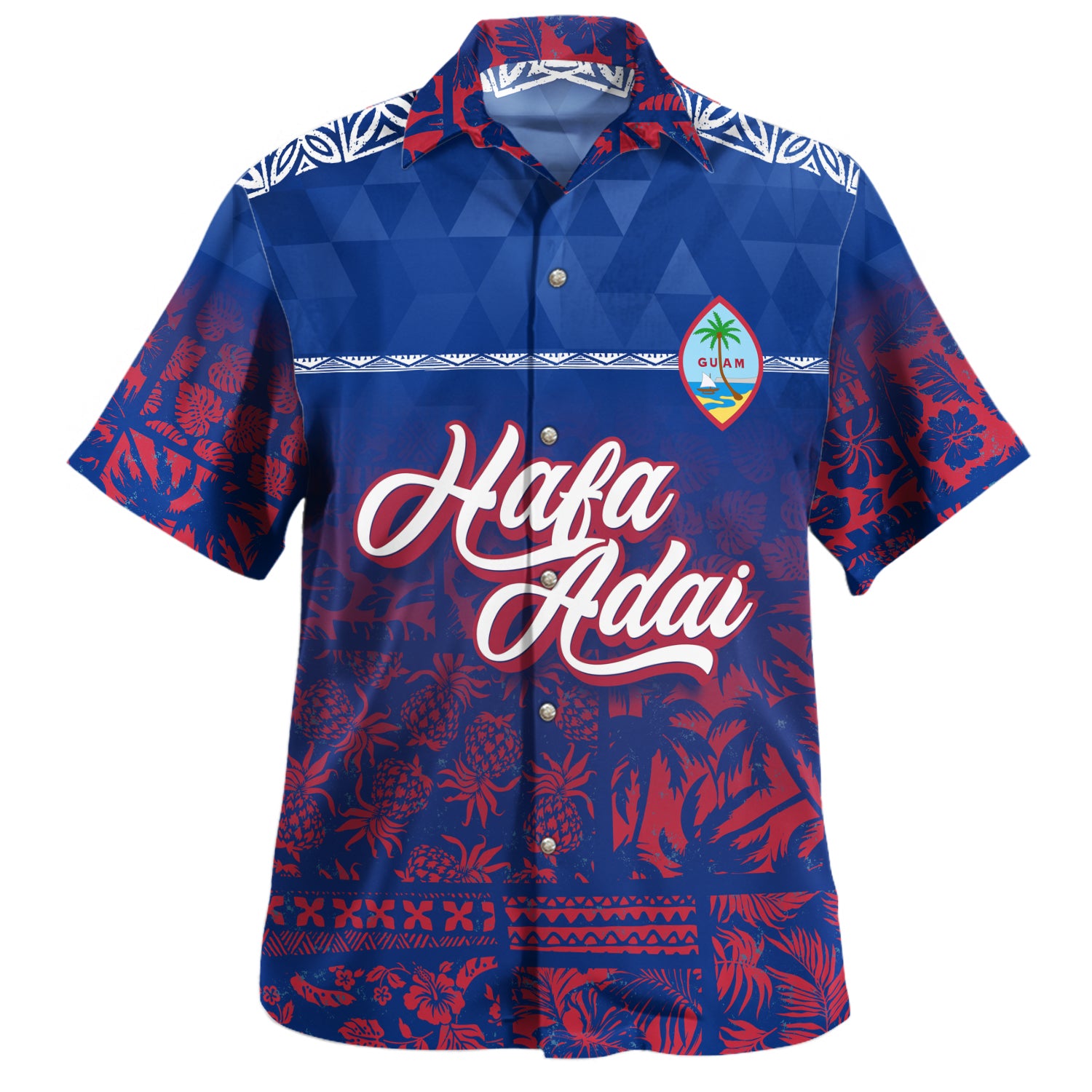 Yap State Hawaiian Shirt Custom Yapese Blood Inside Me Polynesian Sleeve Tattoo Tropical Blue