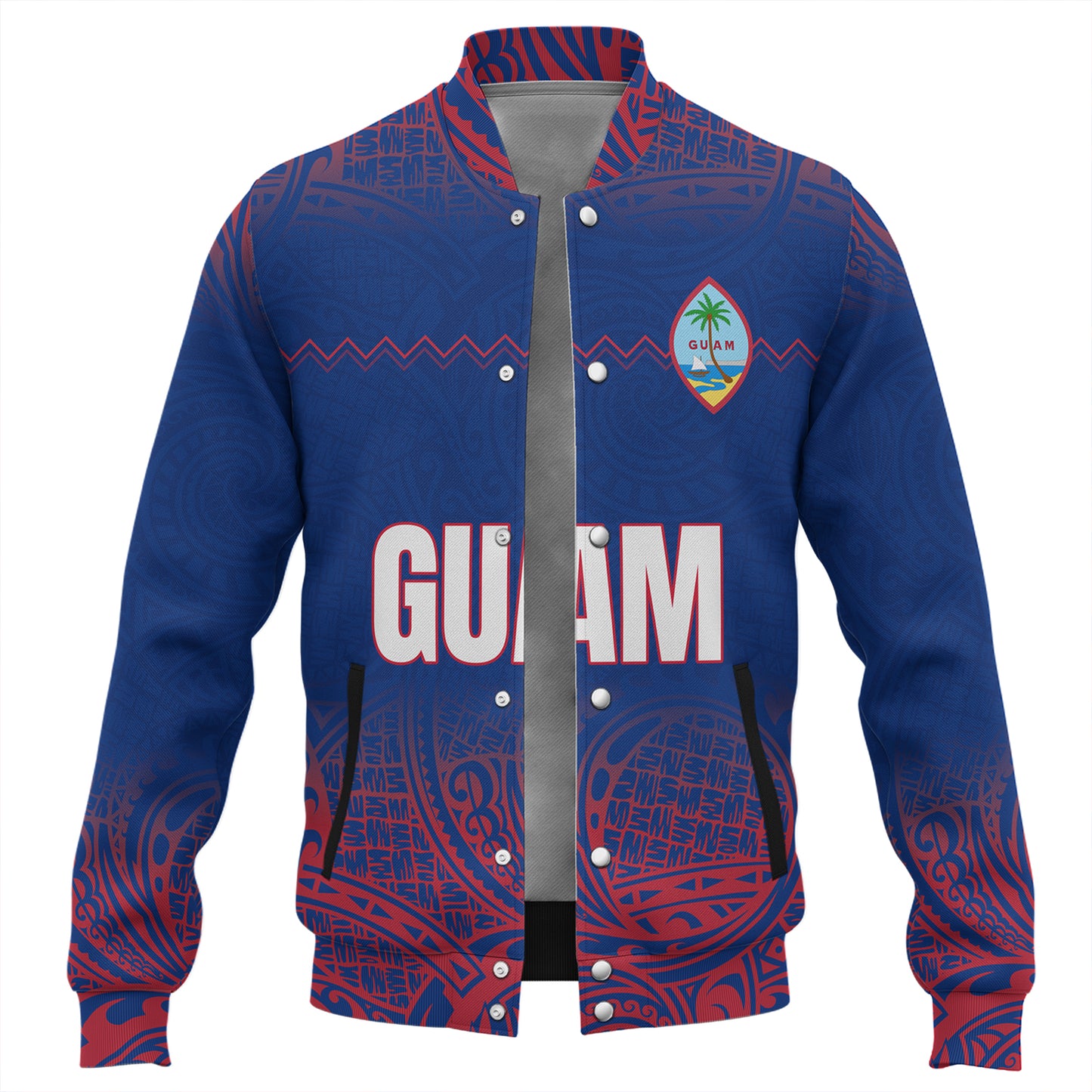 Guam Baseball Jacket White Latte Stone Guam Polynesian