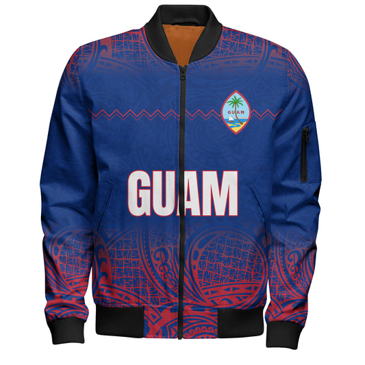 Guam Bomber Jacket White Latte Stone Guam Polynesian