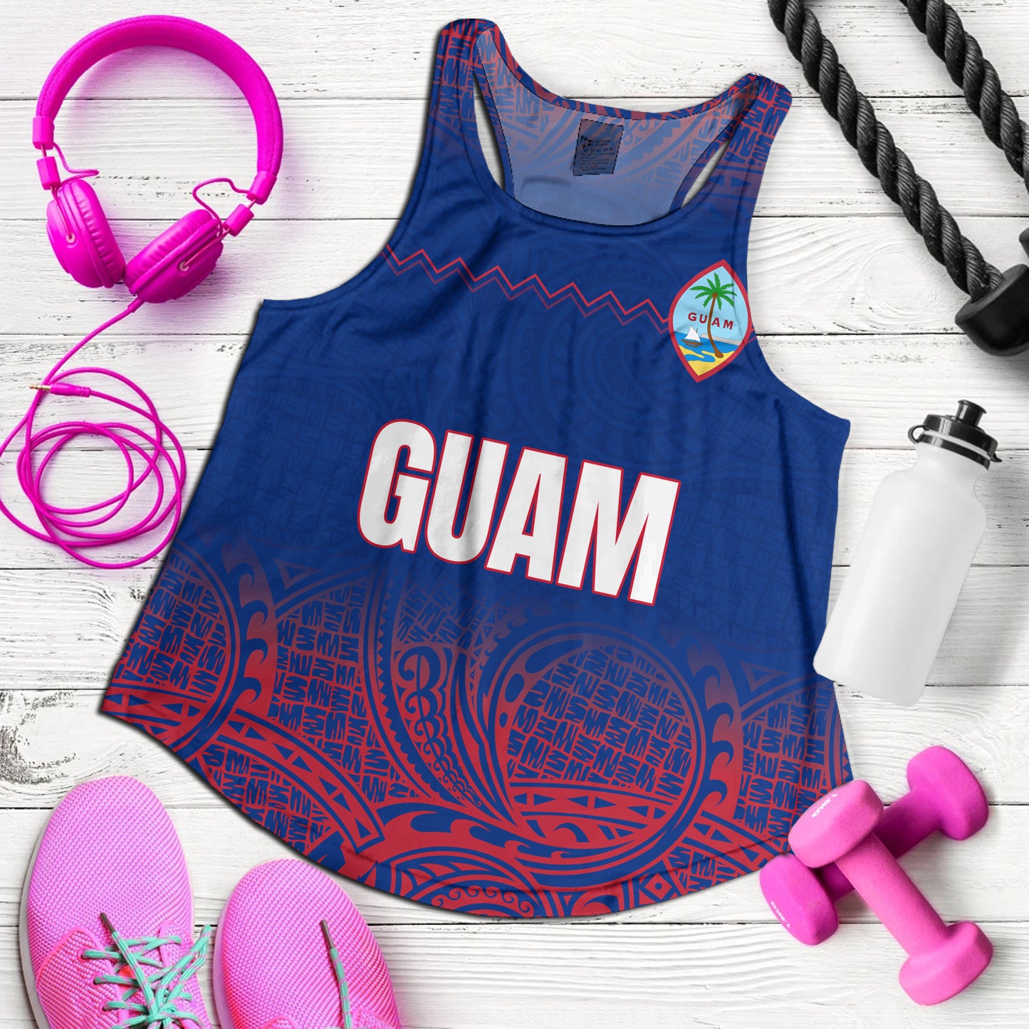 Guam Women Tank White Latte Stone Guam Polynesian