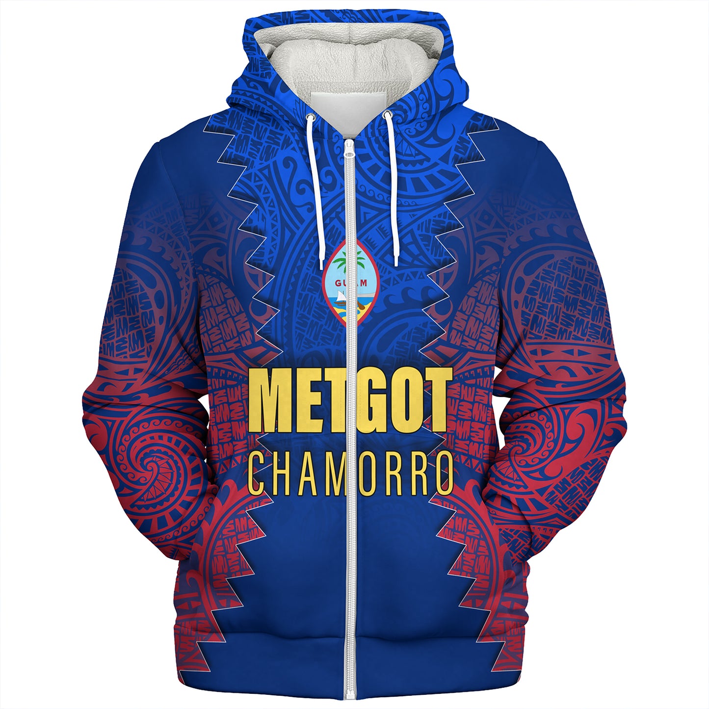 Guam Sherpa Hoodie Metgot Chamorro Latte Stone Guam Polynesian