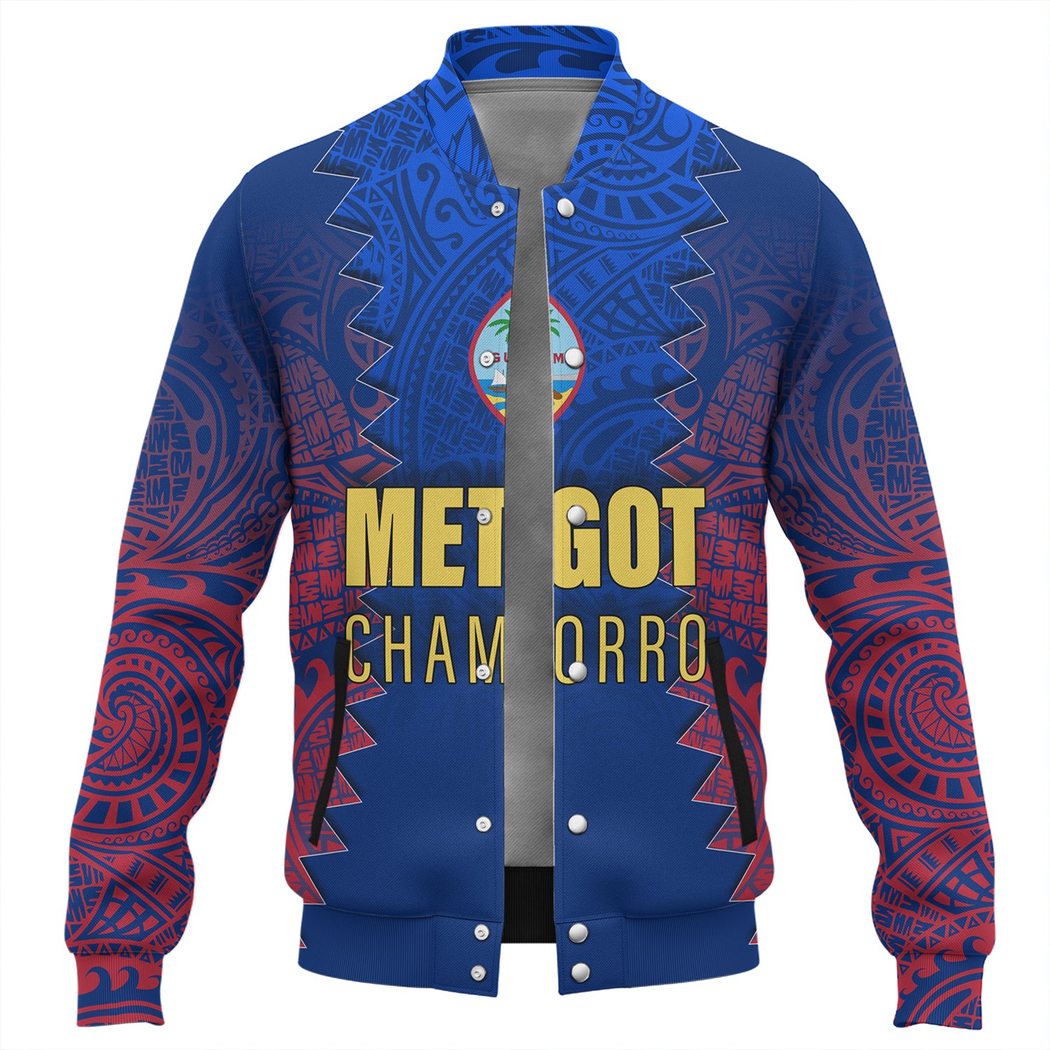 Guam Baseball Jacket Metgot Chamorro Latte Stone Guam Polynesian