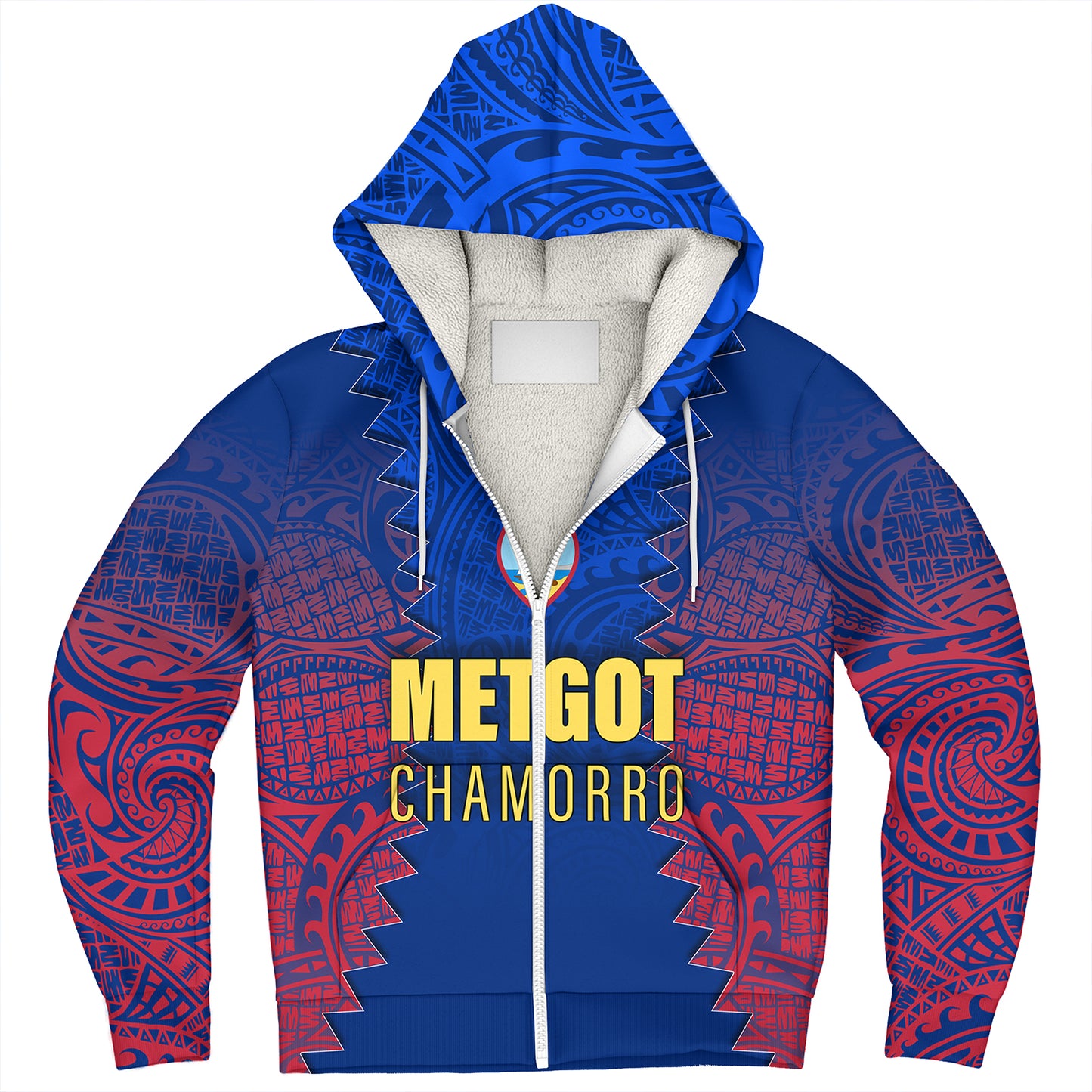 Guam Sherpa Hoodie Metgot Chamorro Latte Stone Guam Polynesian