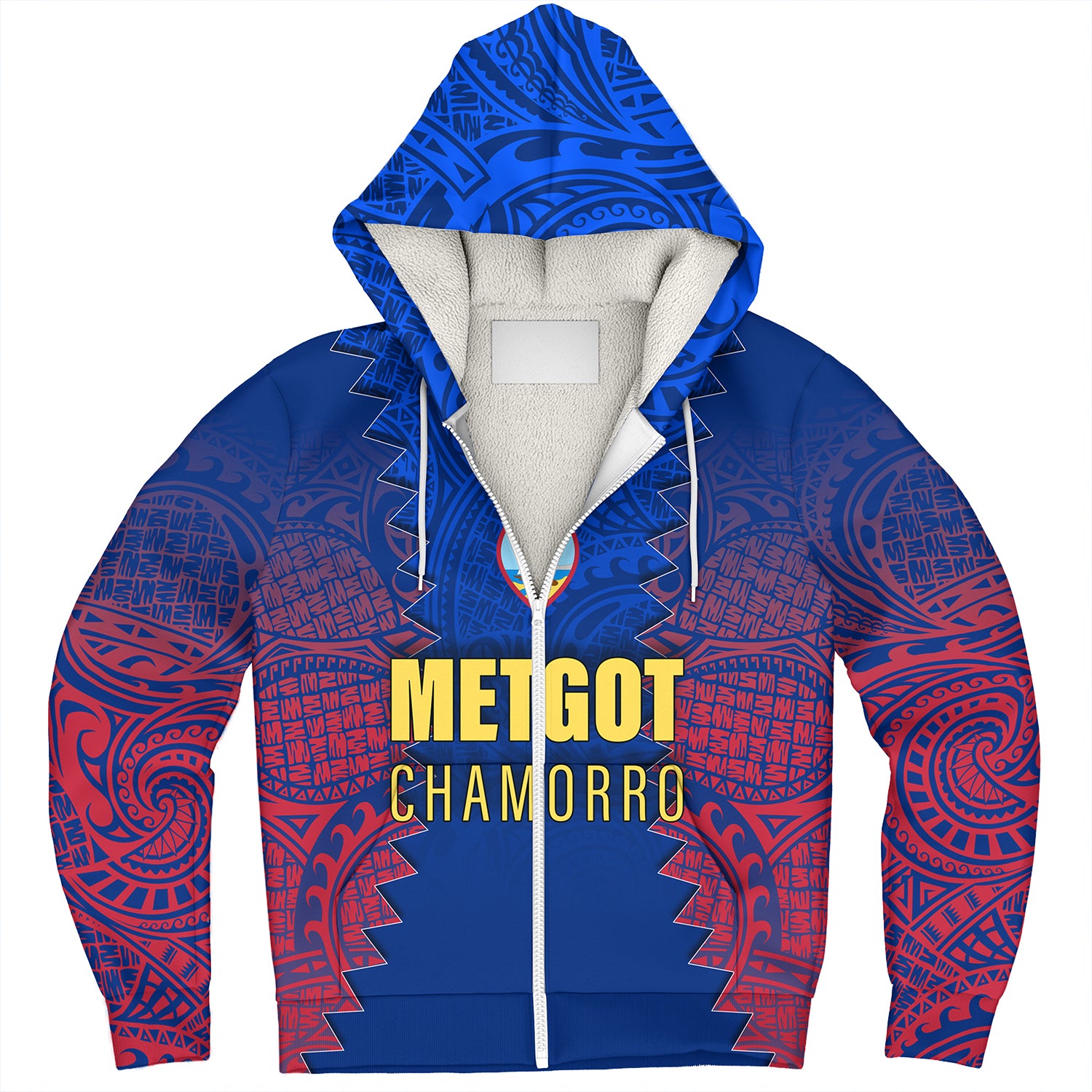 Guam Sherpa Hoodie Metgot Chamorro Latte Stone Guam Polynesian