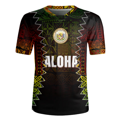 Hawaii Rugby Jersey Polynesian Tribal Motif Reggae Color