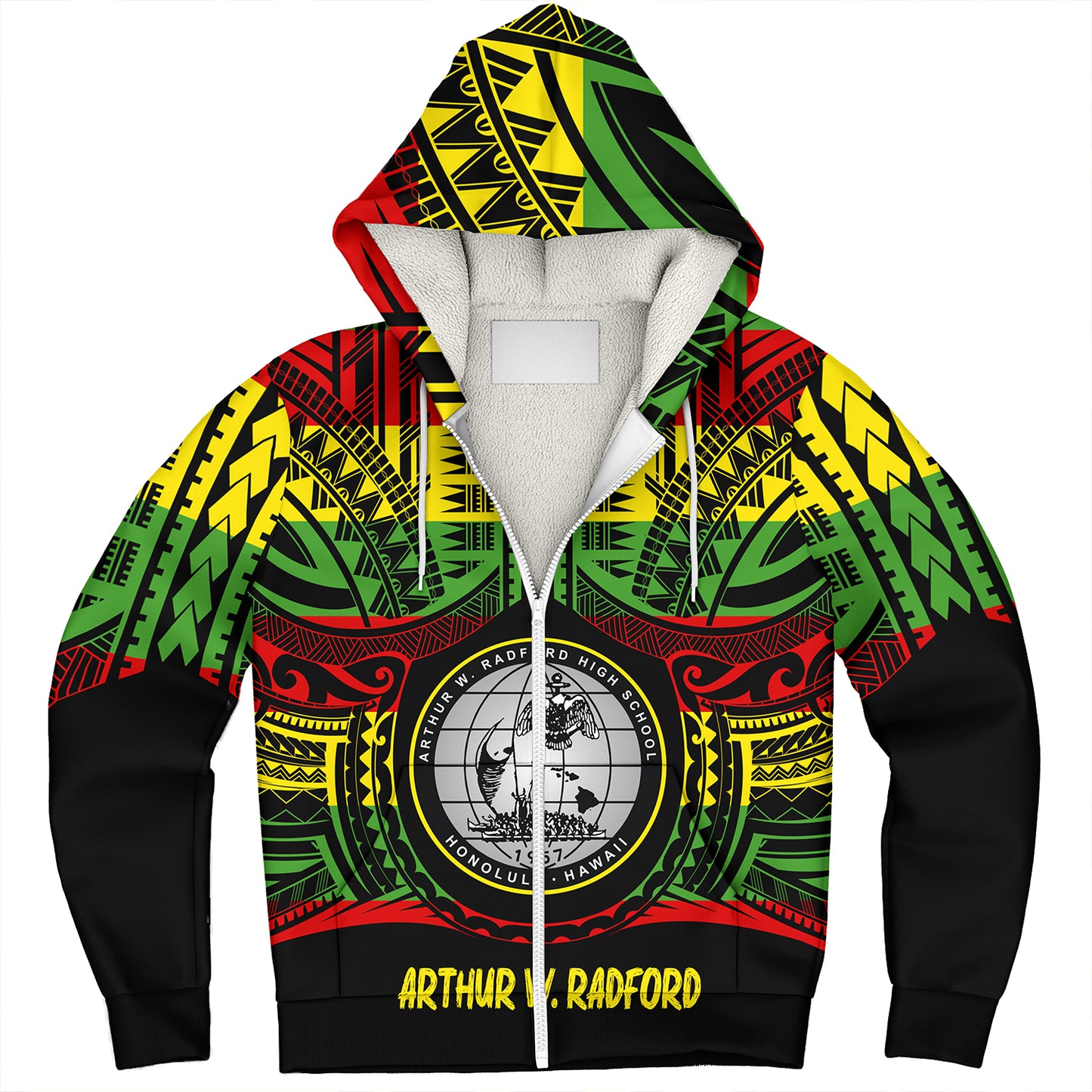 Hawaii Sherpa Hoodie  Admiral Arthur W. Radford Reggae Color Polynesian