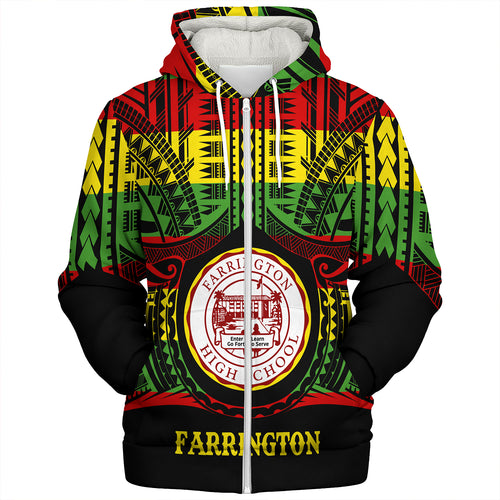 Hawaii Sherpa Hoodie Farrington High School Reggae Color Polynesian