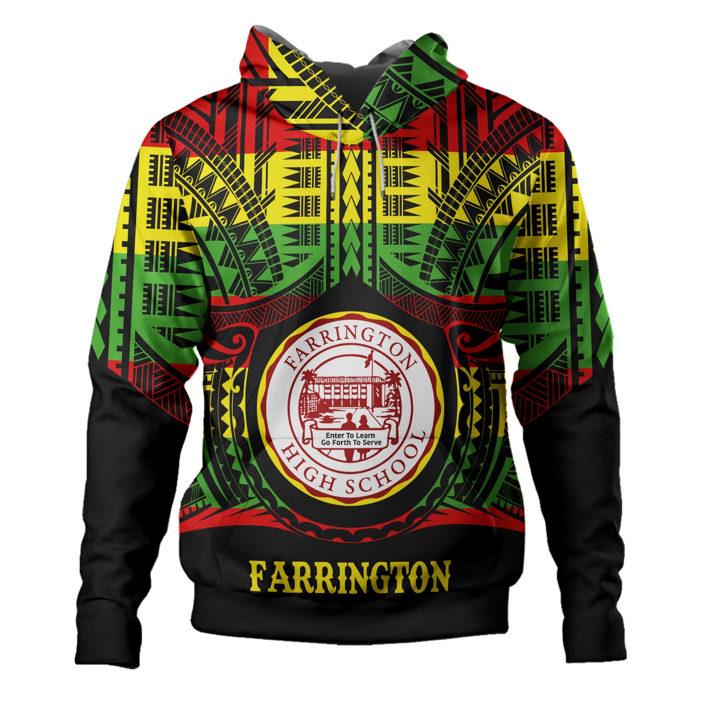 Hawaii Hoodie Farrington High School Reggae Color Polynesian