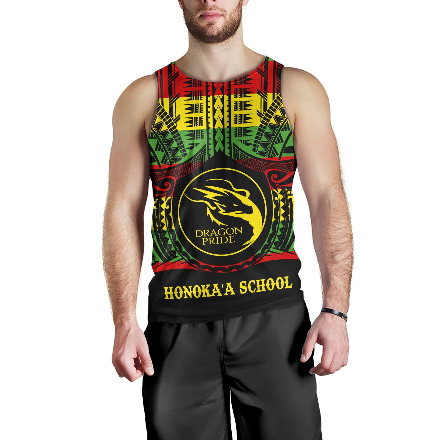 Hawaii Tank Top Honokaa High & Intermediate School Reggae Color Polynesian
