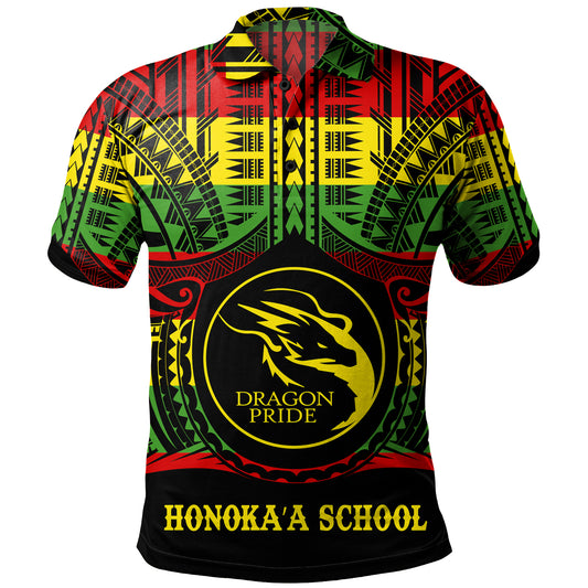 Hawaii Polo Shirt Honokaa High And Intermediate School Reggae Color Polynesian