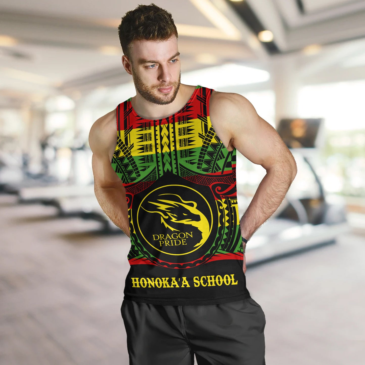 Hawaii Tank Top Honokaa High & Intermediate School Reggae Color Polynesian