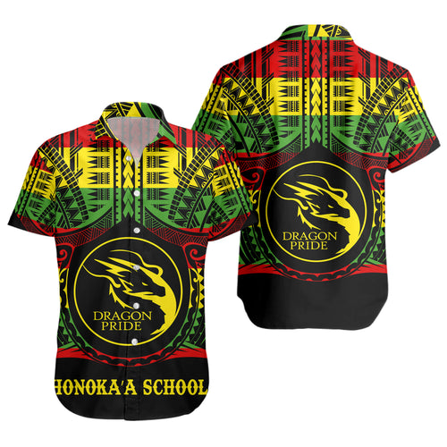 Hawaii Short Sleeve Shirt Honokaa High And Intermediate School Reggae Color Polynesian