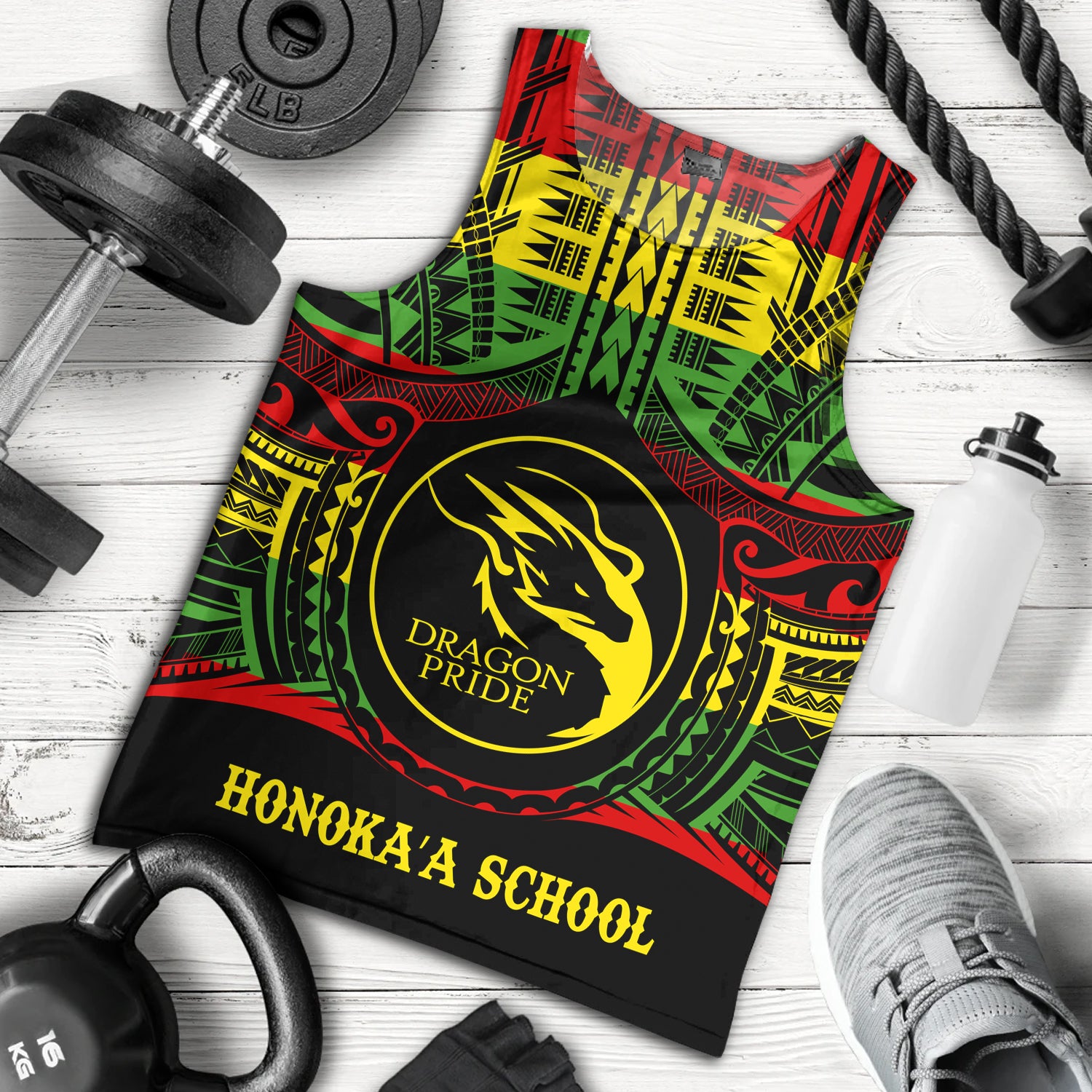 Hawaii Tank Top Honokaa High & Intermediate School Reggae Color Polynesian