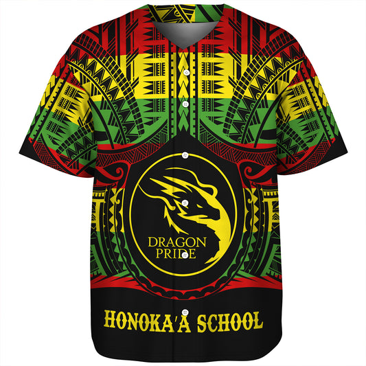 Hawaii Baseball Shirt Honokaʻa High & Intermediate School Reggae Color Polynesian
