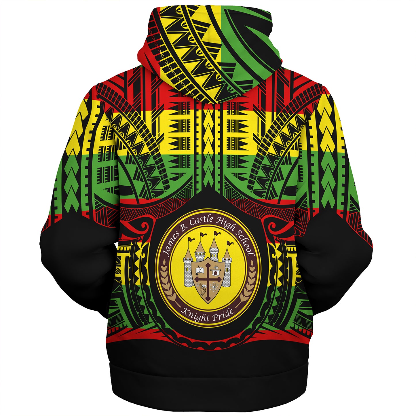 Hawaii Sherpa Hoodie James B. Castle High School Reggae Color Polynesian