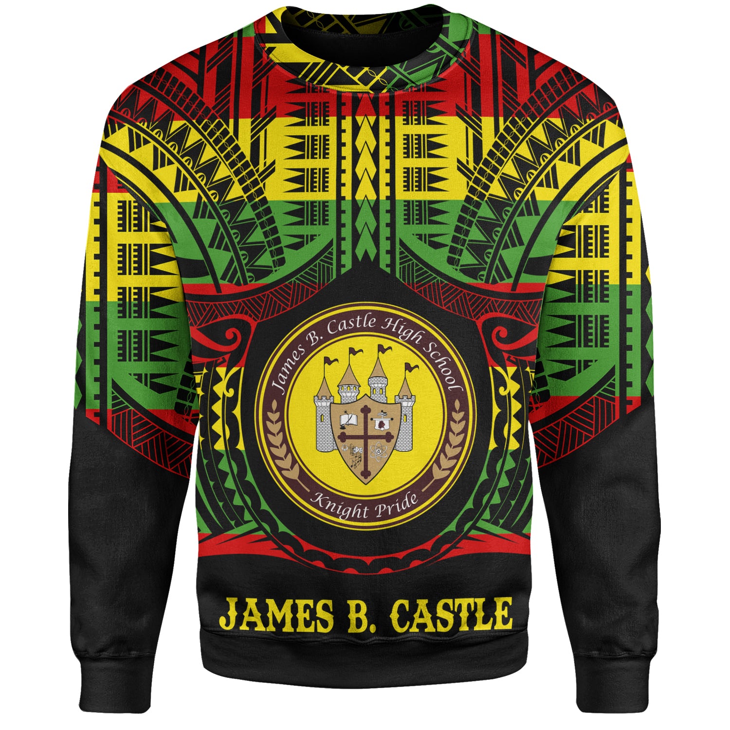 Hawaii Sweatshirt James B. Castle High School Reggae Color Polynesian