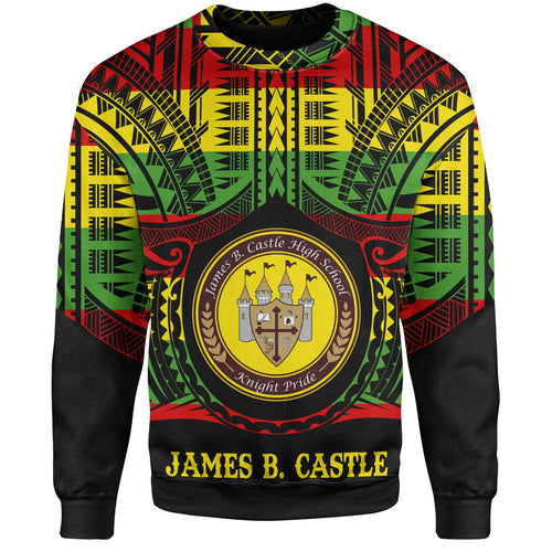 Hawaii Sweatshirt James B. Castle High School Reggae Color Polynesian