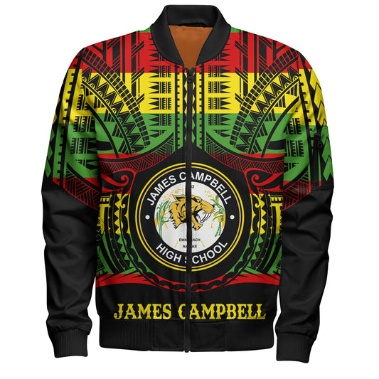 Hawaii Bomber Jacket James Campbell High School Reggae Color Polynesian