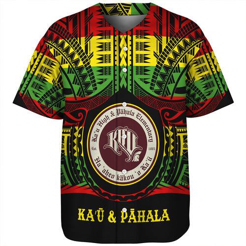 Hawaii Baseball Shirt Kaʻū High & PÄhala Elementary School Reggae Color Polynesian